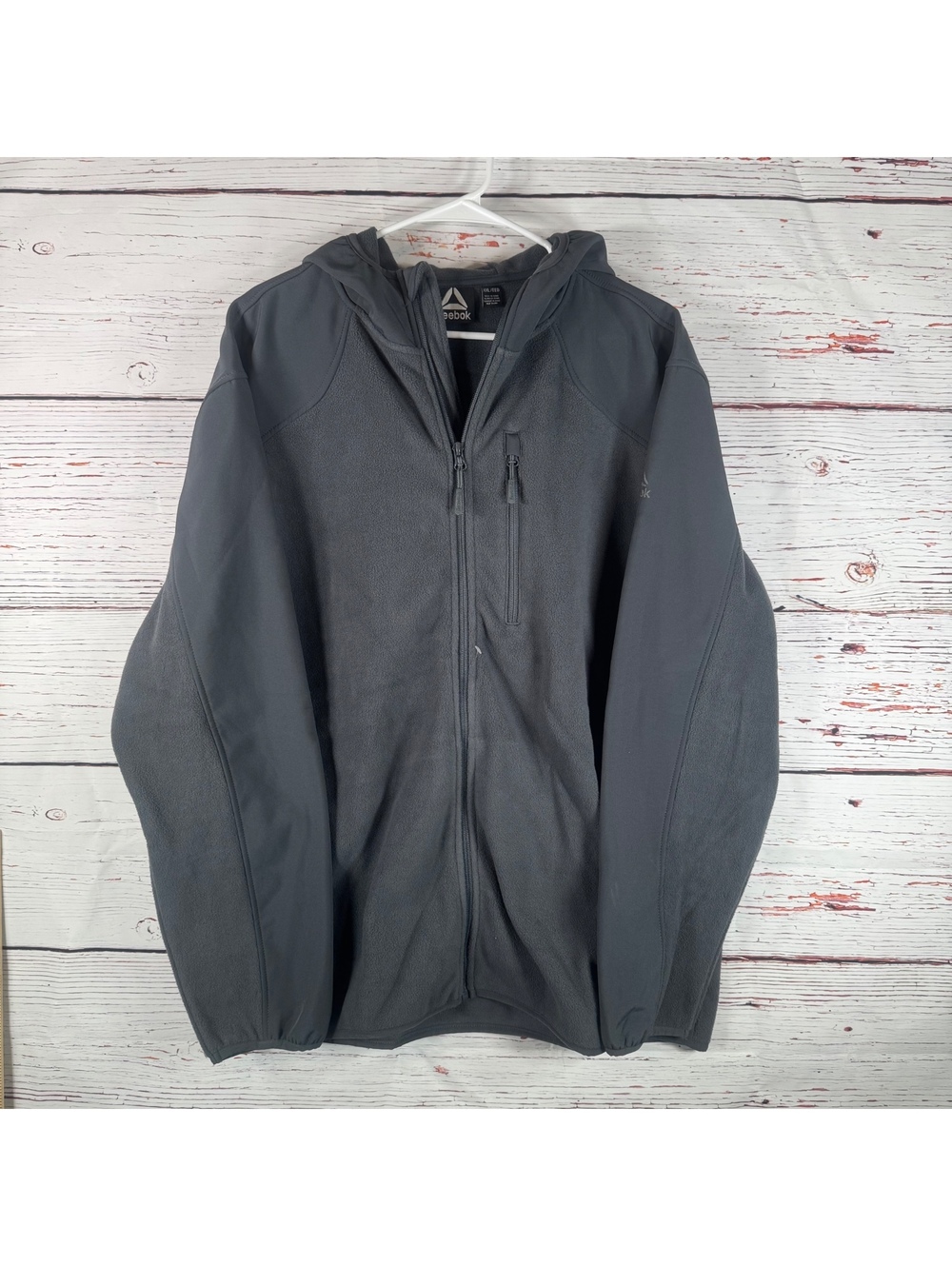 Reebok Men's Gray Hooded Full-Zip Fleece Jacket XXL